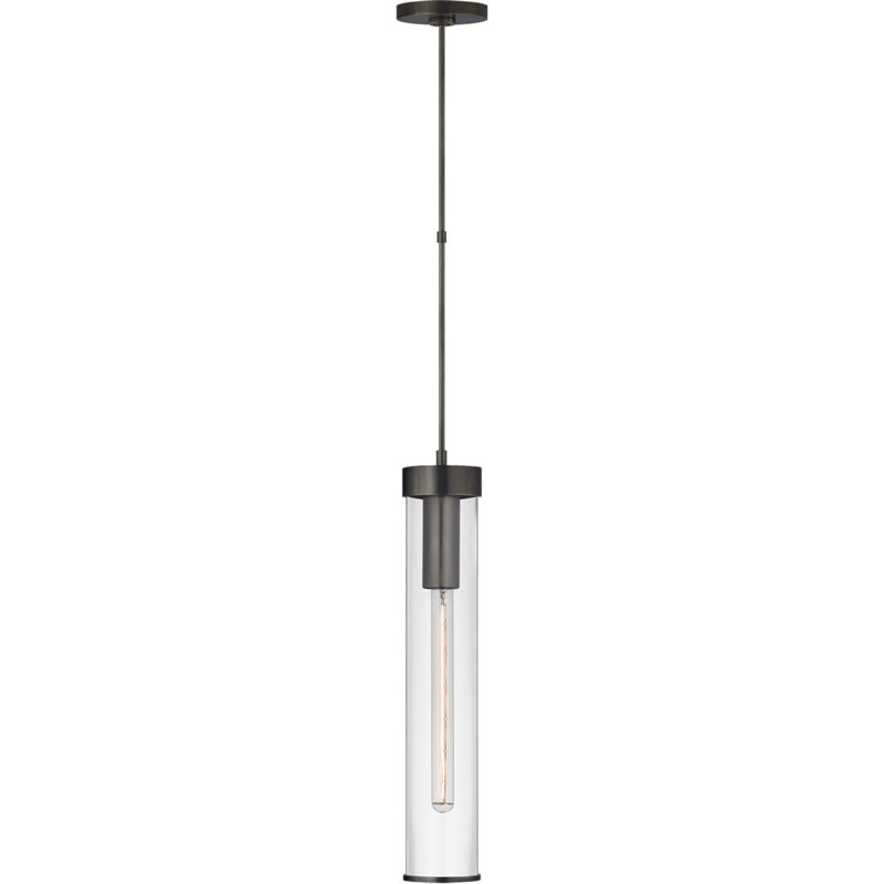 Kelly Wearstler Liaison Short Pendant, Bronze, Clear, 18.75" x 3.5" W x 3.5" D