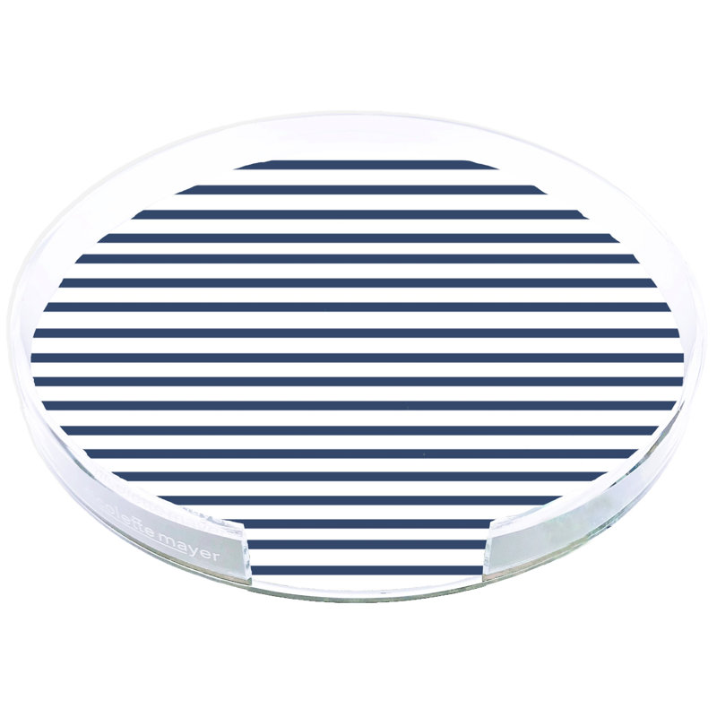 D Esprit Marin Acrylic Round Placemat Tray, Blue/White