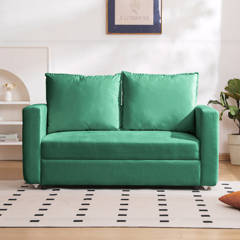 Upholstered Contemporary Square Armed Sofa for Small Space, Green