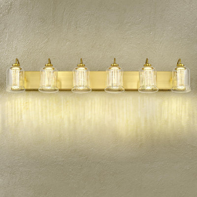 6-Light Dimmable LED Vanity Light Modern Clear Glass Cone Shade