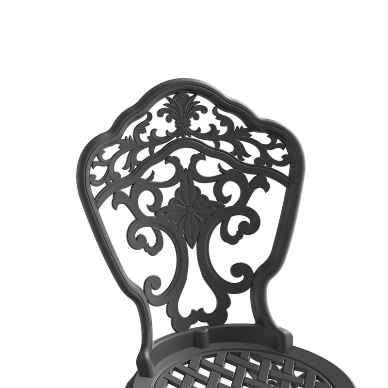 Chaise de patio en fonte d'aluminium 2 pièces avec cadre noir