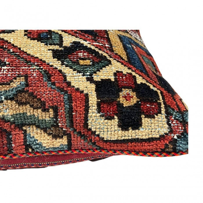 Wool Square Pillow Cover & Insert, Red/Black Geometic
