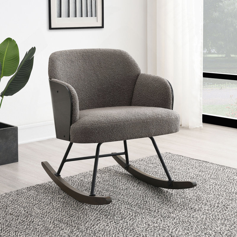 Chaise berçante rembourrée avec pieds en métal, Taupe