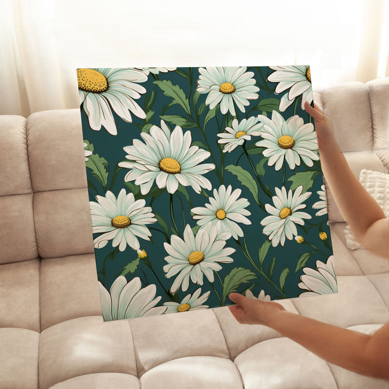 «Floral Daisy Flowers VII», reproduction d'art moderne sans cadre, H 10 po x l 10 po