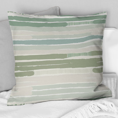 Green Beige Stripes - Stripes Throw Pillow