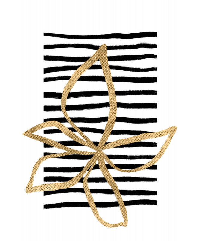 Golden Flower on Stripes, 50.8 cm H x 76.2 cm W