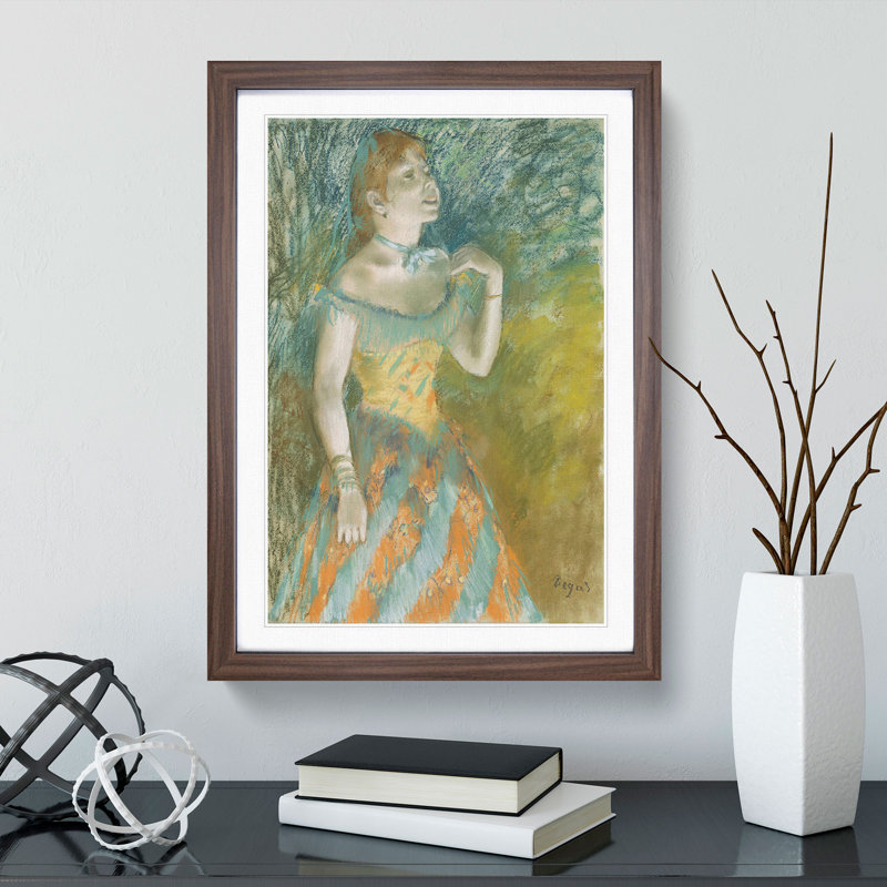 The Singer in Green by Edgar Degas - Framed Print, Walnut Framed, 65cm H x 48cm W x 2cm D