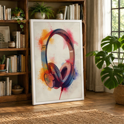 Headphones in Colour Modern 1 Piece Wrapped Canvas Wall Art