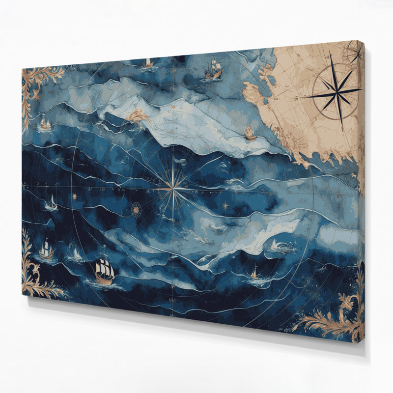 Art mural nautique gris sur toile, H 11 po x l 14 po