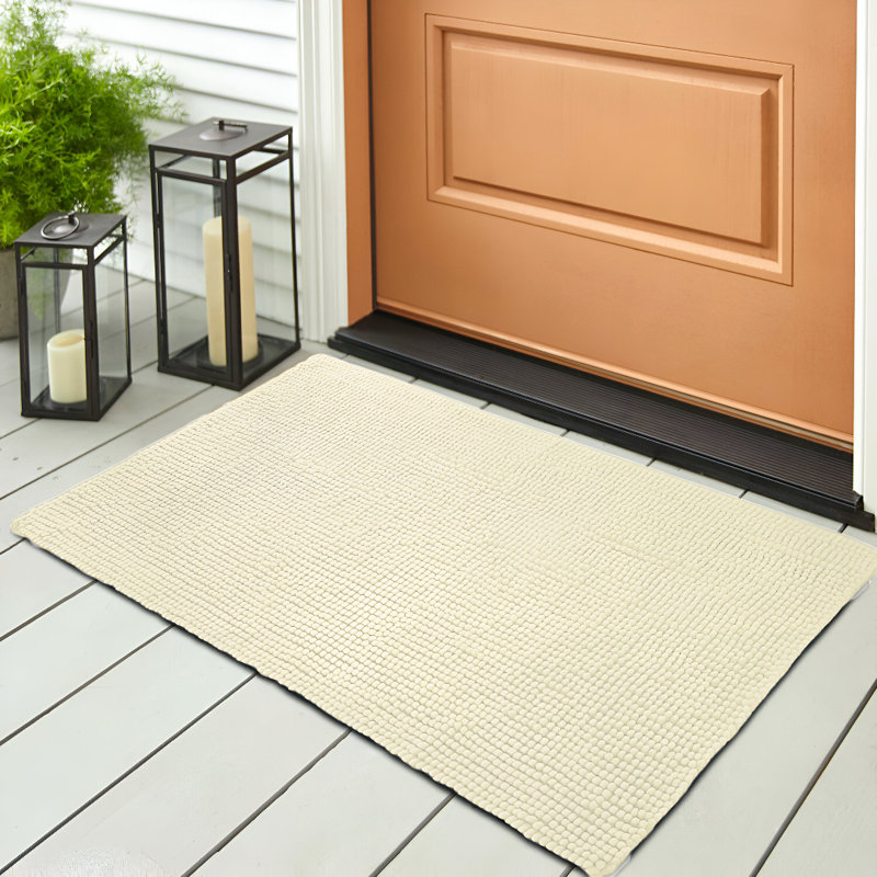  Non-Slip Indoor Door Mat, Cream, 40cm W x 60cm L