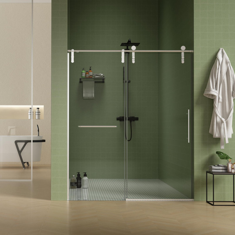 Porte de douche coulissante double sans cadre l 56 à 60 po x H 70 po