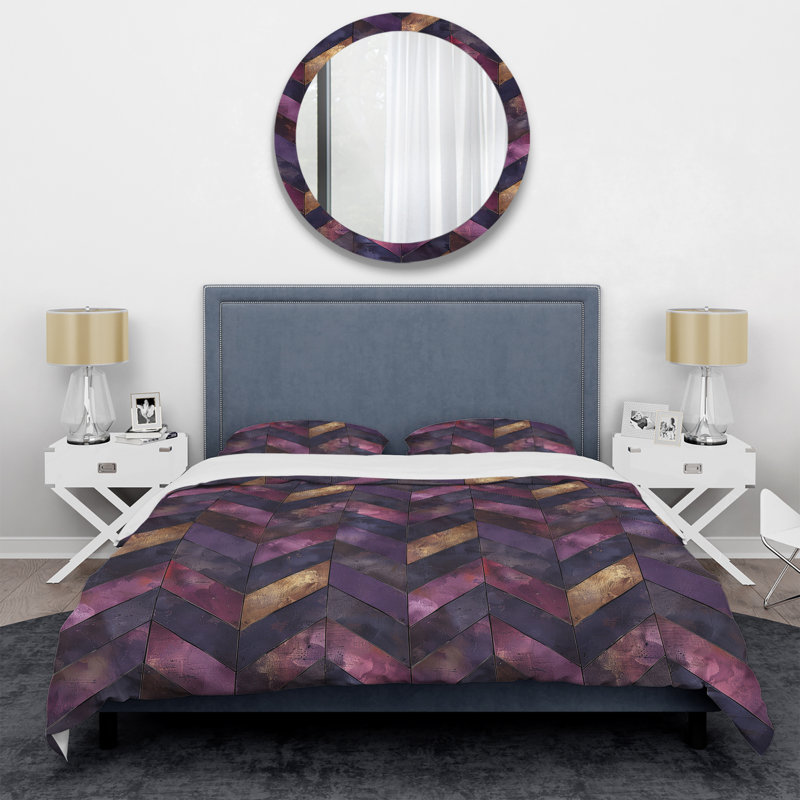 Ensemble de housse de couette transitionnelle mauve à chevrons mauves I, Housse de couette très grand et 2 très grandes t