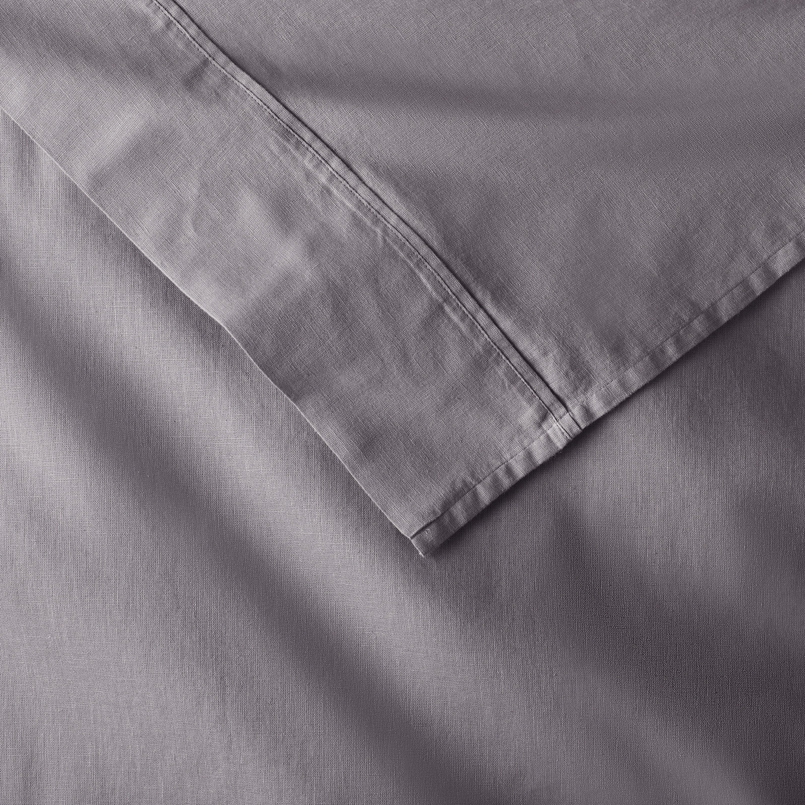 Jeffen Linen Blend Sheet Set, Full Sheet Set + 1 Fitted Sheet + 2 Pillowcases, Charcoal