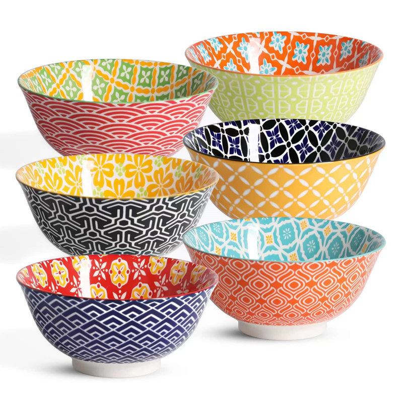 Paquet de 6 bols en céramique de 23 oz pour salade de pâtes, crème glacée et dessert