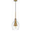 Luminaire suspendu, abat-jour en verre ensemencé, accent de cône en laiton antique