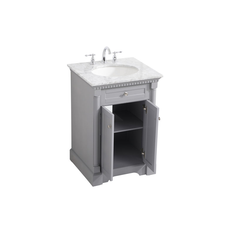 24'' Single Bathroom Vanity with Marble Top, Gray