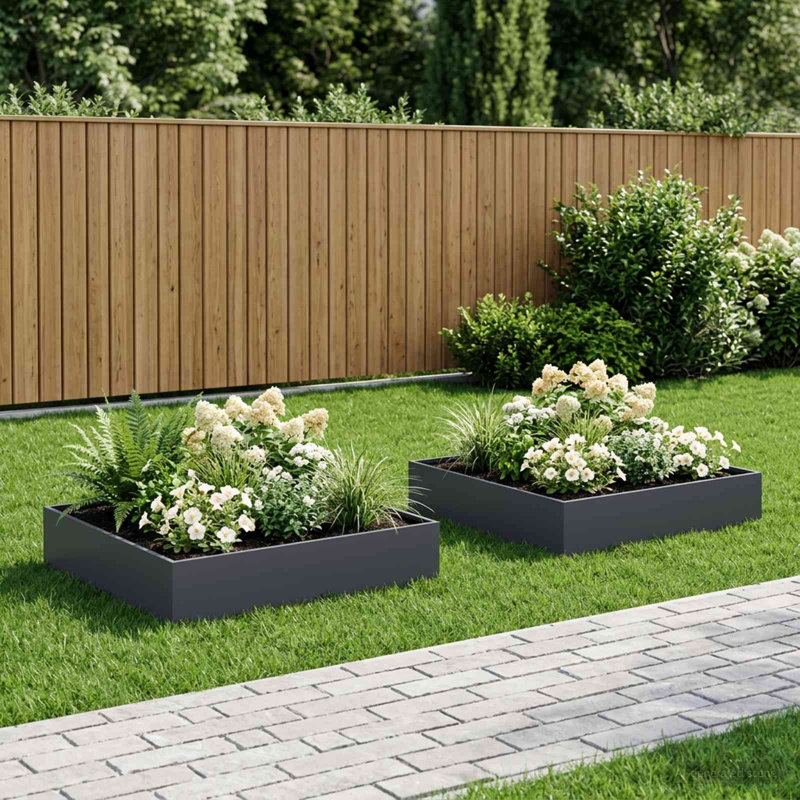 Planter, 20cm H x 80cm W x 80cm D, Anthracite, 2