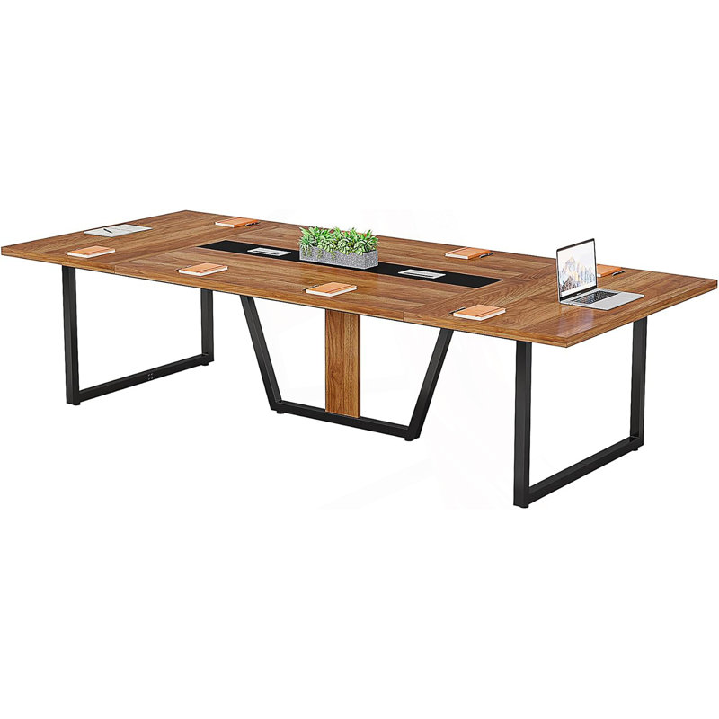 Grande table de conférence, table de réunion de bureau moderne avec pieds en métal