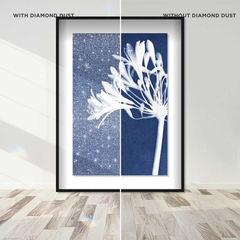 Cyan Bloom Shadowbox Floral & Botanical Print by Oliver Gal, Black Frame, 10 x 15, 17.5"H x 25.5"W, Black Shadowbox