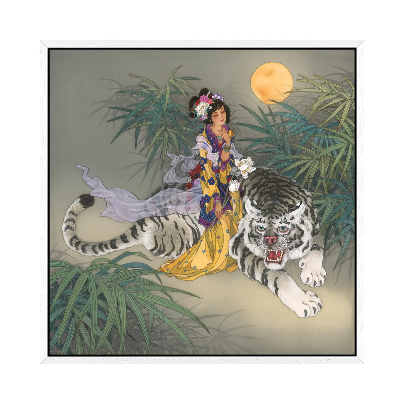 Miao Shan - Painting on Canvas, 45.72 cm H x 45.72 cm W, White Framed