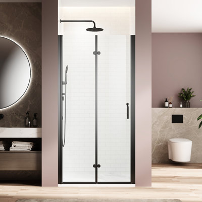 30 In.W X 72 In.H Shower Door - Clear Tempered Glass Adjustable Black Bathroom Bottom Seal Matte