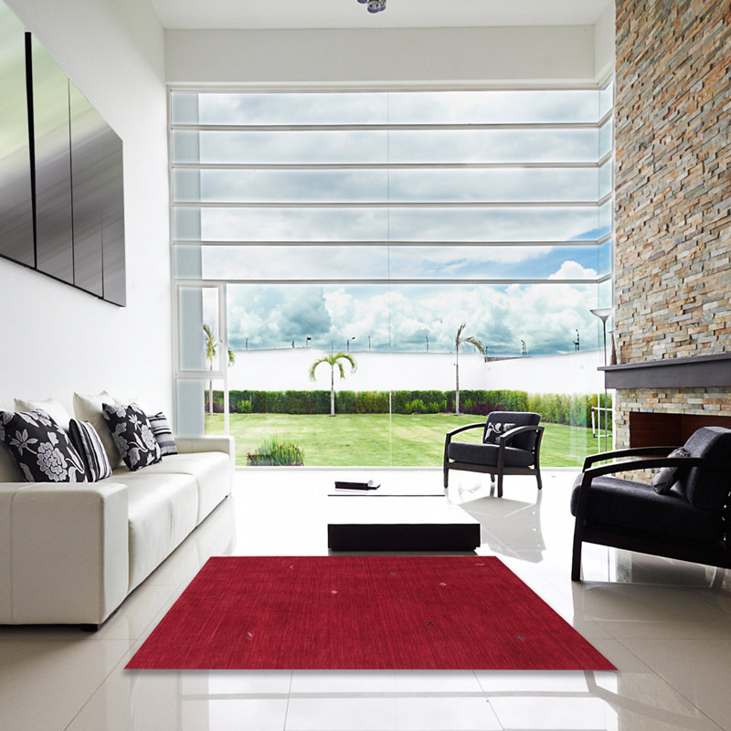 Tapis de zone rouge contemporaine, Carré 6 pi