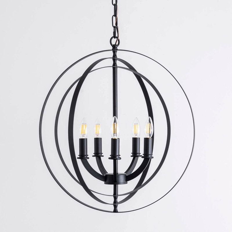 Lustre lanterne à 5 lumières Condurso, Noir mat