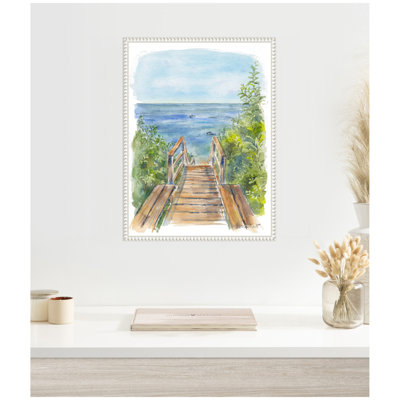 Stariway to Beach Cape Cod by Patricia Shaw Framed Canvas Wall Art Print