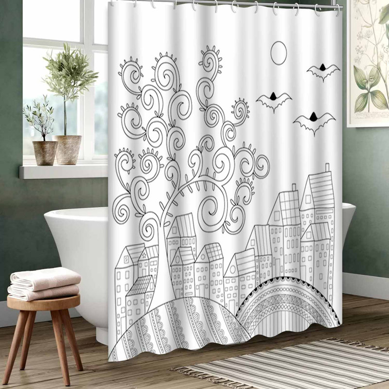 Rideau de douche noir imperméable, rideaux de douche pour la salle de bain avec 12 crochets, 72" L x 84" W