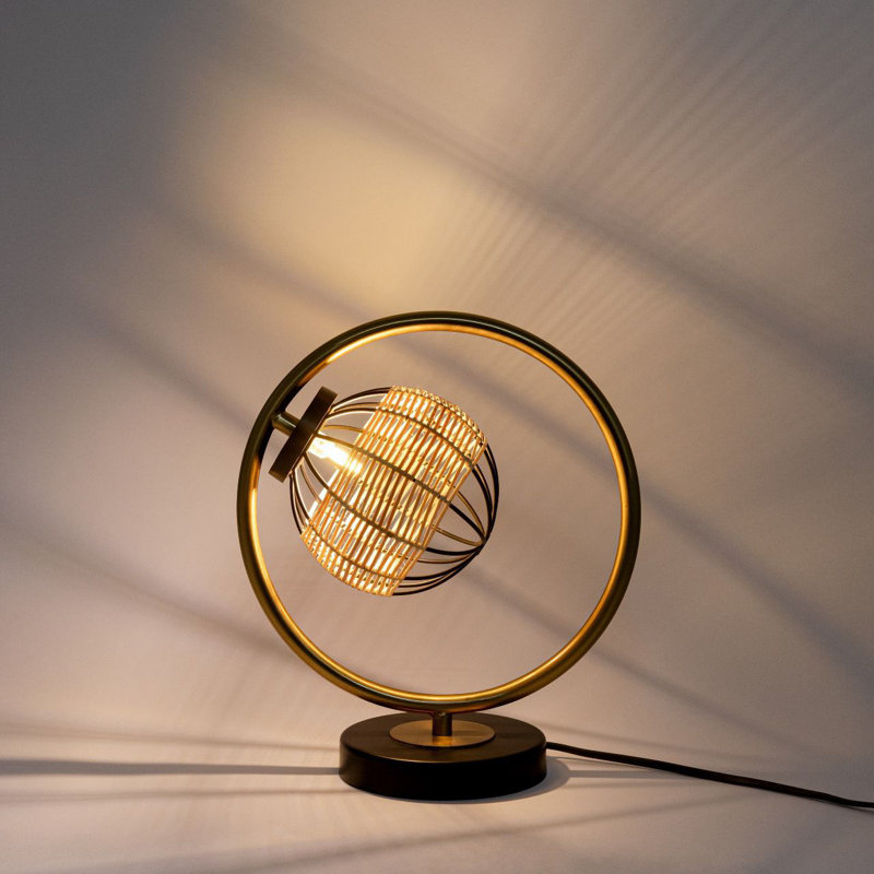 Elegant Brass & Rattan Table Lamp