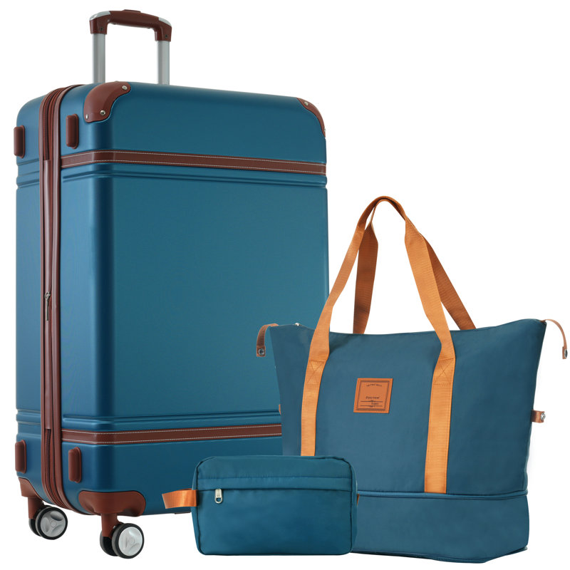 Ensembles de valises rigides avec sacs Valise légère à roulettes doubles avec verrou TSA, valise rétro simple 28 po