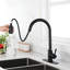 Robinet de cuisine avec fonction tactile et poignée pivotante vers le bas à 360 degrés, acier inoxydable noir mat, contrôle de l'eau à poignée simple, corrosion, profondeur de 16,21 po, largeur de 10,18 po, hauteur de 2,53 po, poids de 4,75 lb
