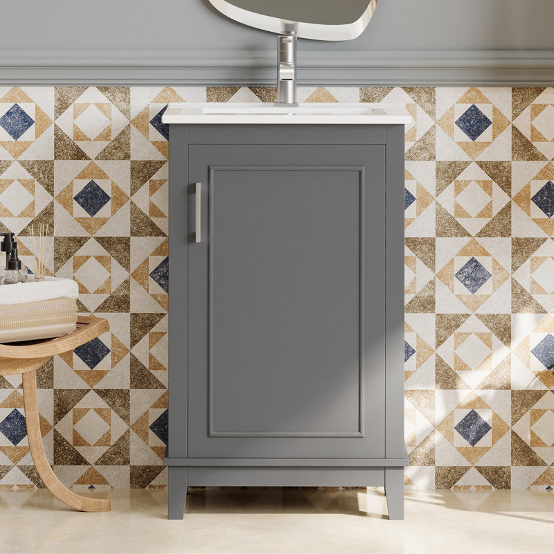 Petit meuble-lavabo moderne de 20 pouces avec lavabo en céramique - 20 * 15,5 * 33,3 pouces