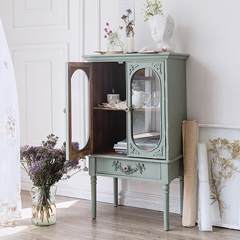 Retro Green Manufactured Wood Accent Cabinet, Green