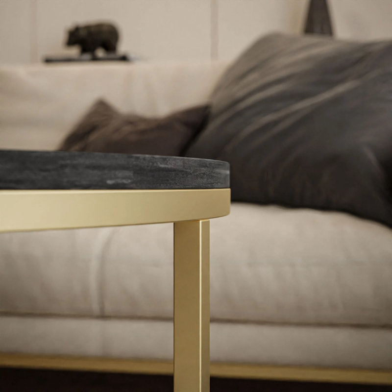 Harsho Frame Coffee Table, 48cm H x 80cm L x 80cm W, Gold Matt