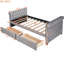 Lit de jour simple gris avec installations de rangement pratiques et plateforme de repos en lattes de bois robustes-1447201103