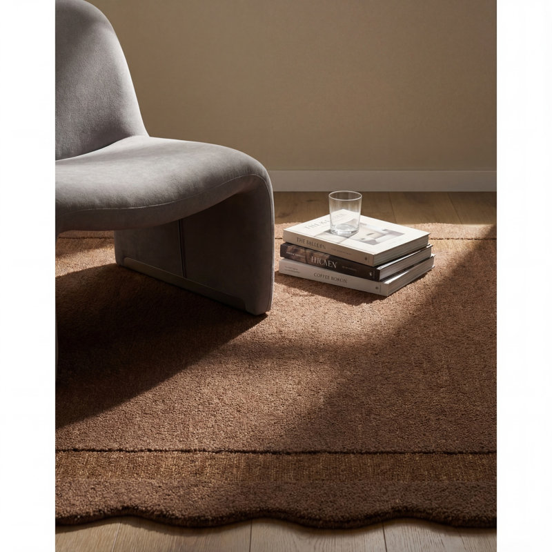 Curran  Handmade Rug, Rectangle 6' x 9', Brown