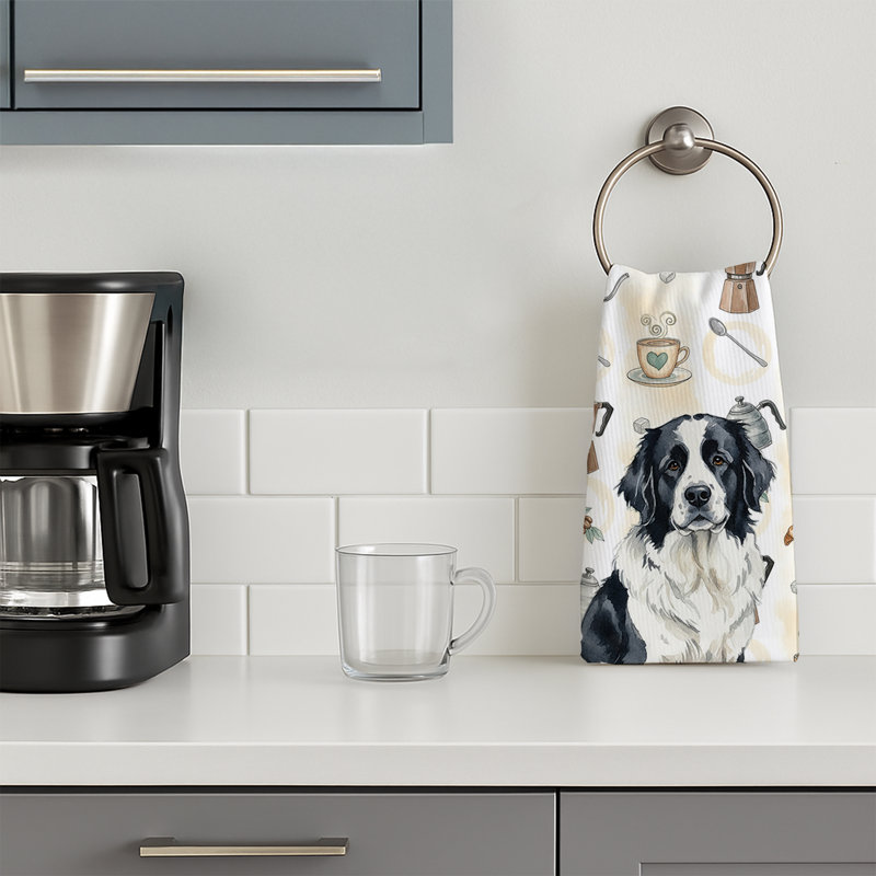 Landseer Newfoundland Coffee Bar Kitchen Towel, Landseer Newfoundland
