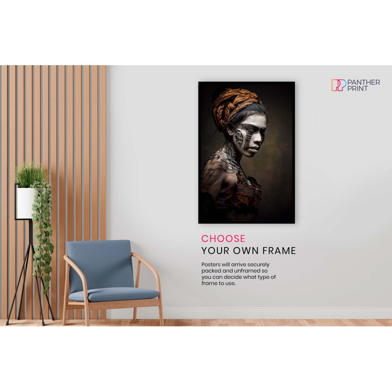 Woman with Black and White Face Paint Portrait 1 Piece Wall Art, 76cm H x 51cm W x 0.5cm D