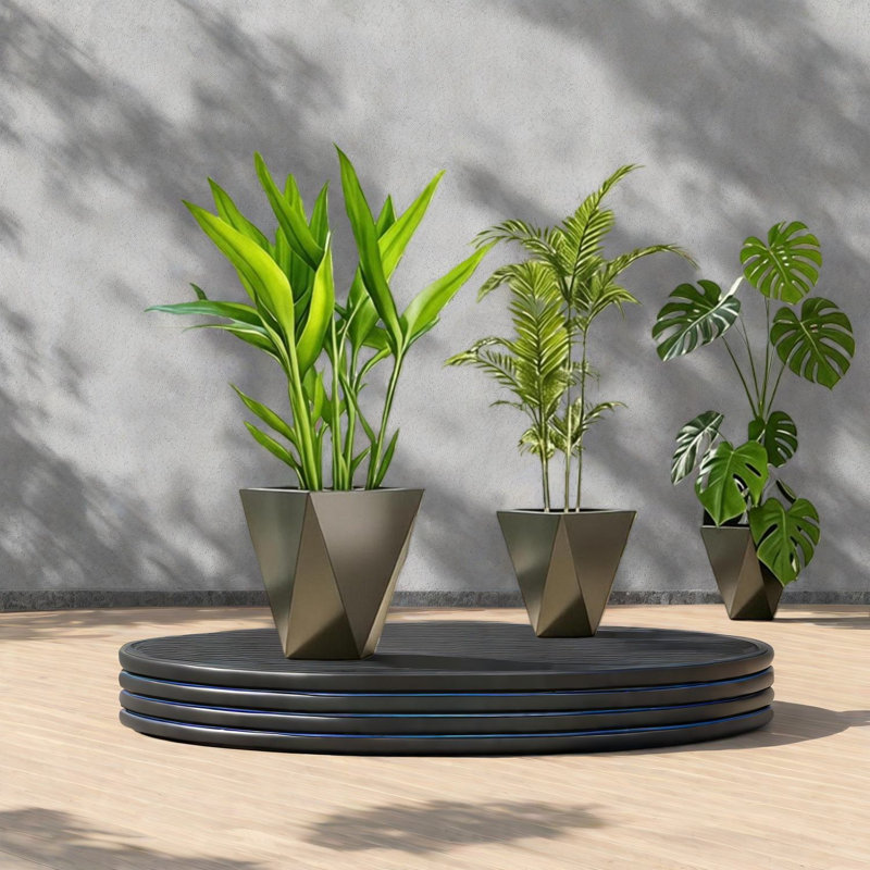 Ensemble de pots de fleurs empilables, 3 tailles Mgo, style gris moderne pour la maison de patio