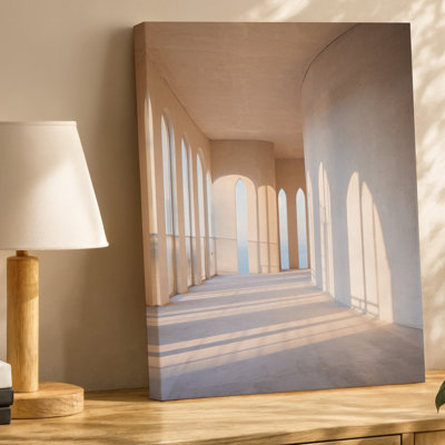 Canvas A Serene Minimalist Interior Space Featuring Smooth Light Colored Concrete Wall Art Walls That Create A Soft Warm Atmosphere Canvas Wall Art