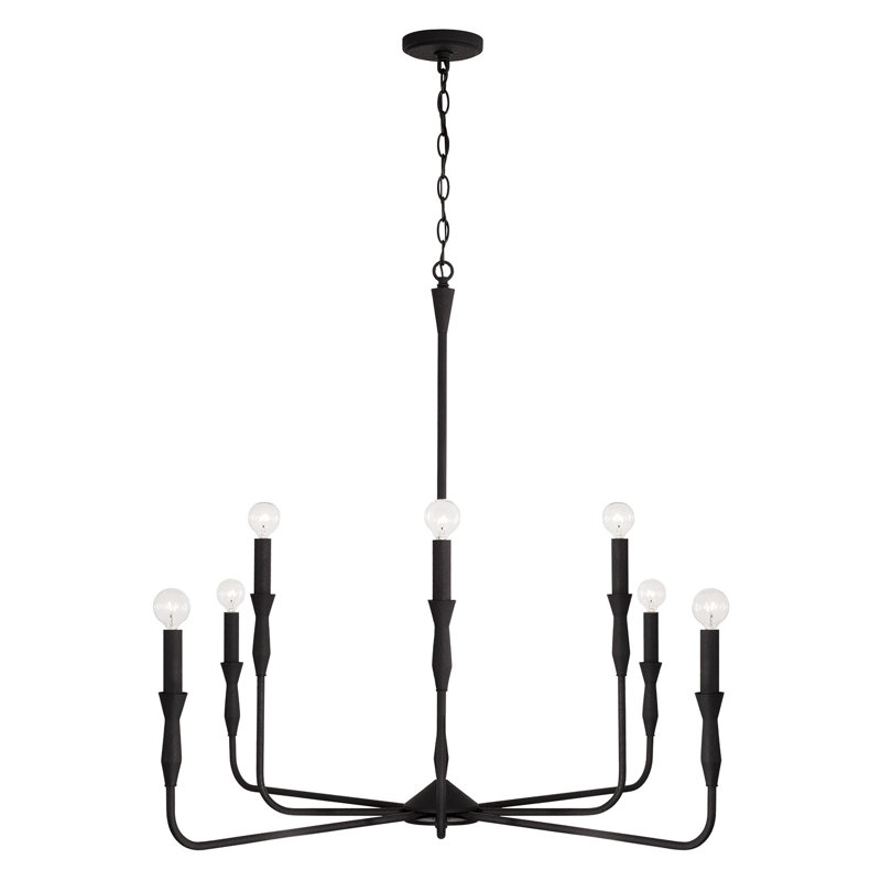 Dimmable Chandelier, Textured Black, 34" H x 41" W
