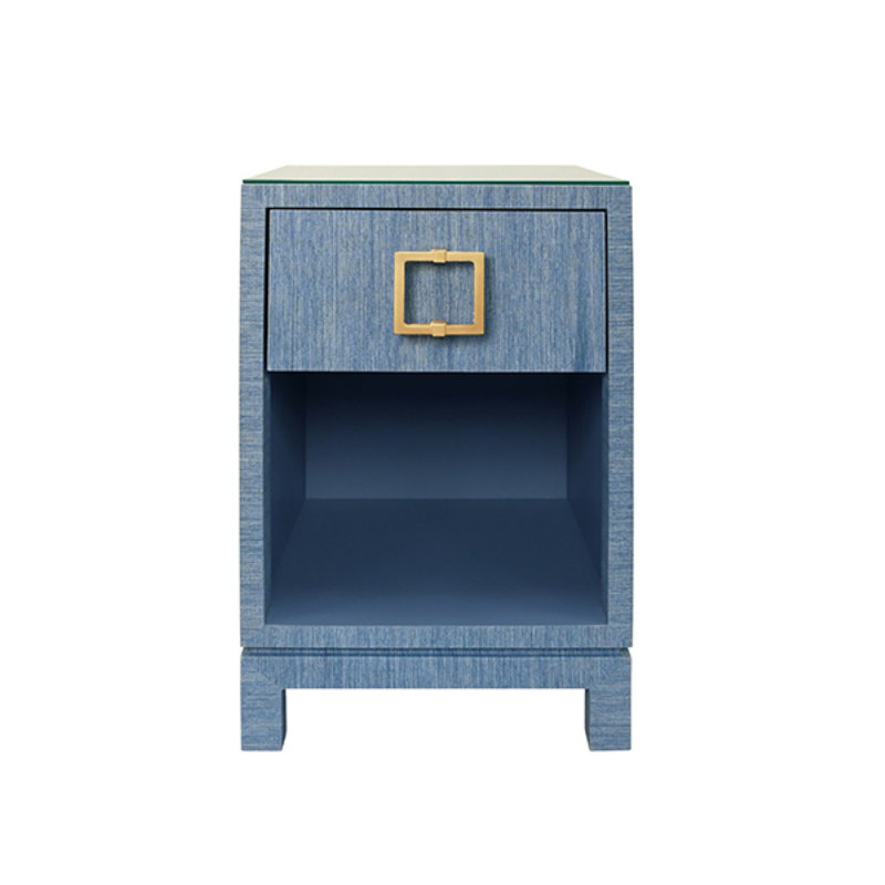 Blair Glass End Table, Blue