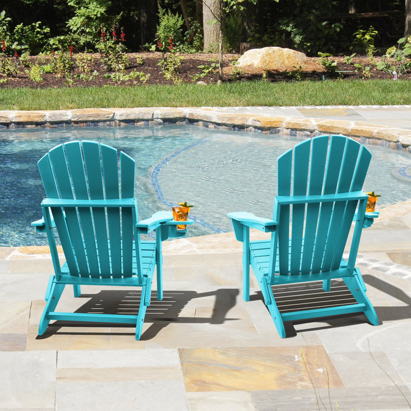 Foldable Outdoor Adirondack Chair, Aruba Blue
