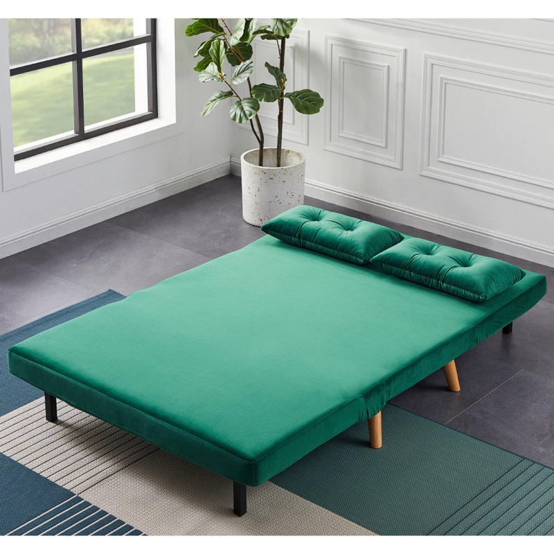 Donlon 2 Seater Velvet Sofa Bed, Green Velvet