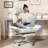 Criss Cross Desk Chair, Cross Legged Office Chair with Wheels, White Leather Big and Tall Reclining Office Chair 500lbs with Foot Rest, Reversible Armrests & Wide Seat