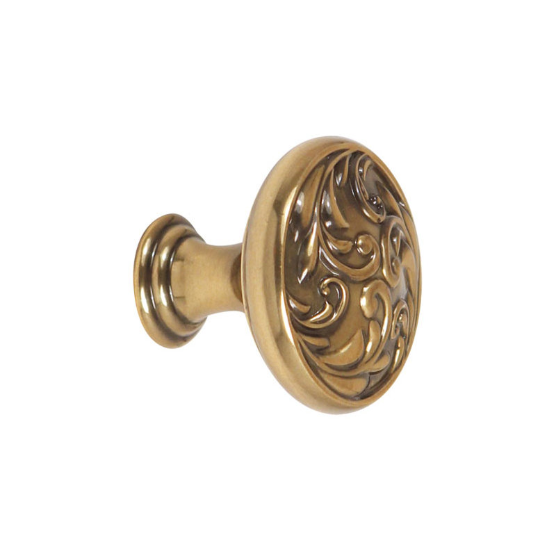 Ornate Mushroom Knob, Polished Antique, 1.5" H x 1.5" W x 1.25" D
