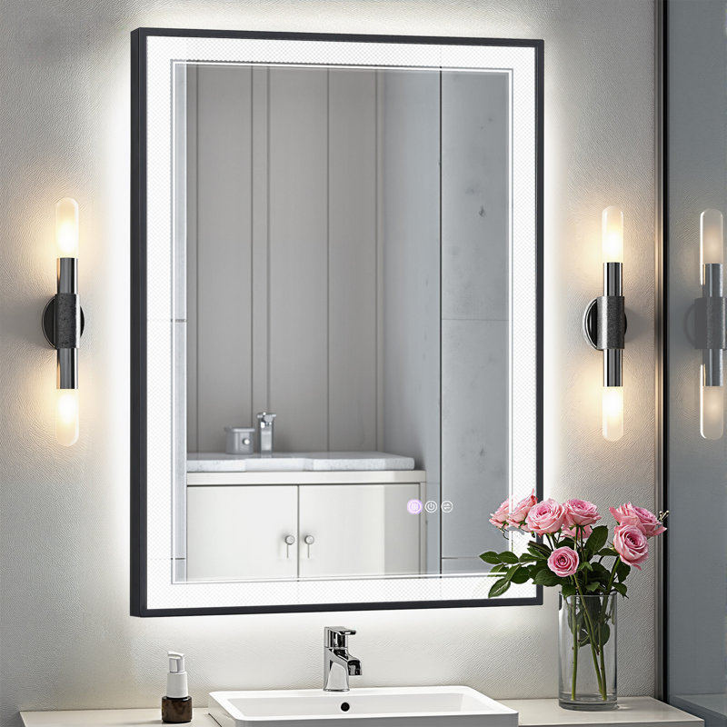 Front &back Led Anti-fog Tempered Glass Framed Vanity/bathroom Mirror, 36" x 24"