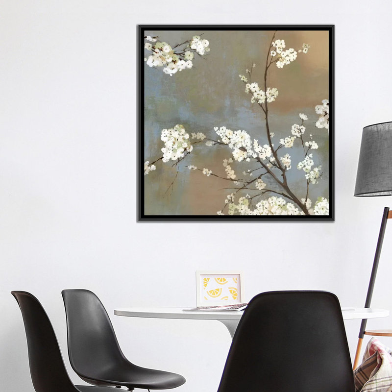 « ode to spring i », impression sur toile, H 18 po x l 18 po x P 1,5 po, Toile avec cadre noir, Pas de tapis