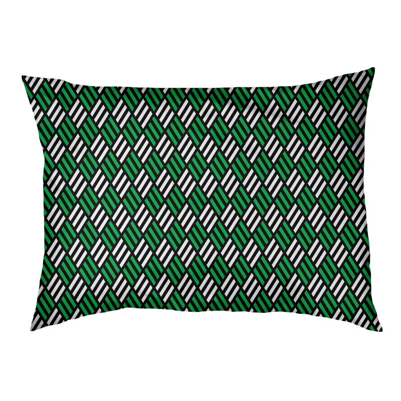 Coussin pour chien à rayures losanges Byrge, Grand (l 42,5 po x P 32,5 po x H 14 po), Noir / Vert